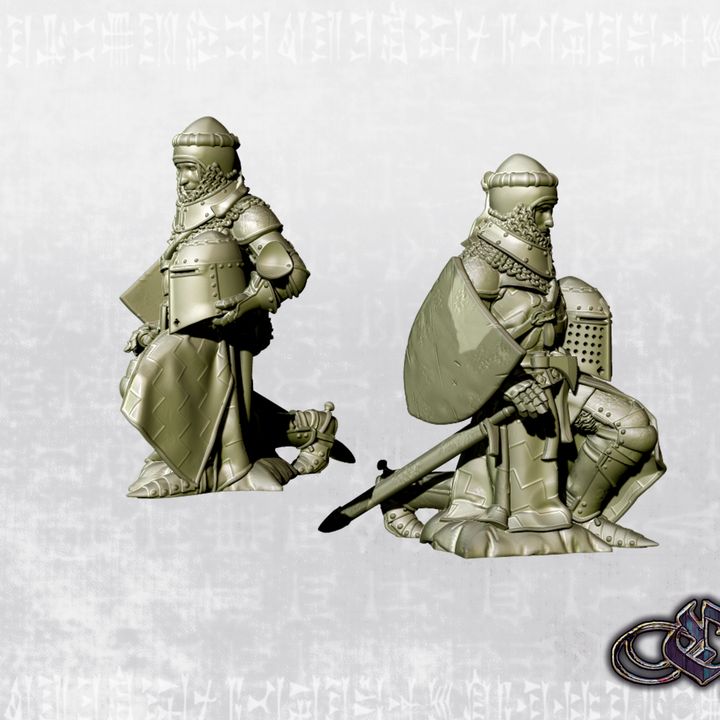 "Knight - kneeling - 14th century" by Ezipion miniatures