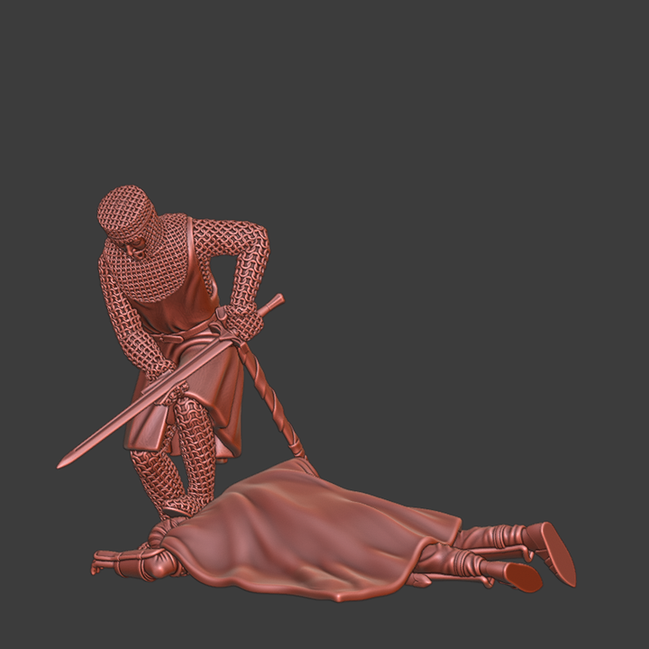 Cleaning His Blade - Crusades medieval diorama