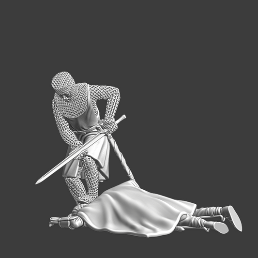 Cleaning His Blade - Crusades medieval diorama