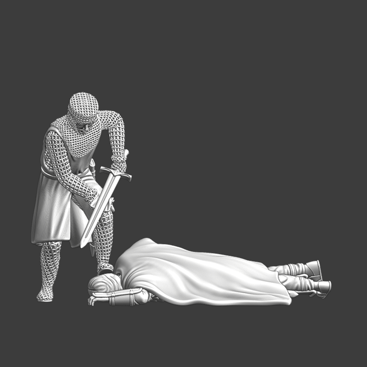 Cleaning His Blade - Crusades medieval diorama