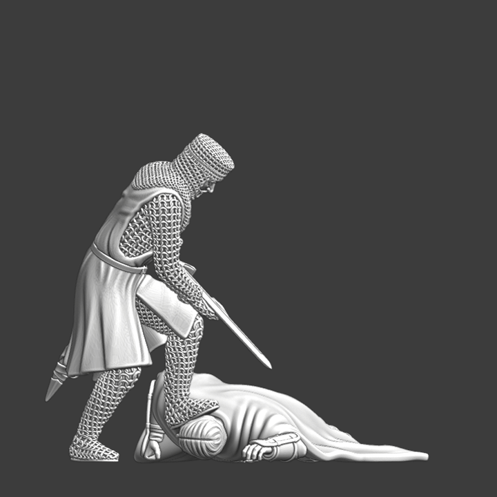 Cleaning His Blade - Crusades medieval diorama