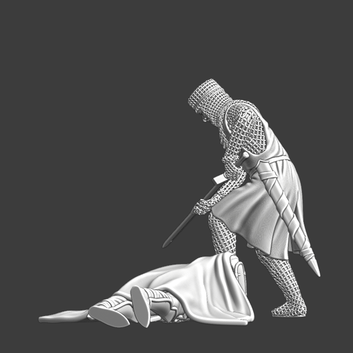 Cleaning His Blade - Crusades medieval diorama