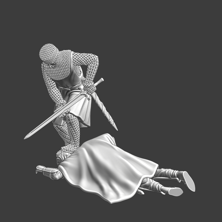 Cleaning His Blade - Crusades medieval diorama