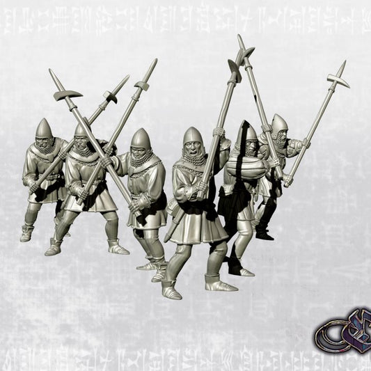 Men at arms with polearms - Late 14th by Ezipion miniatures