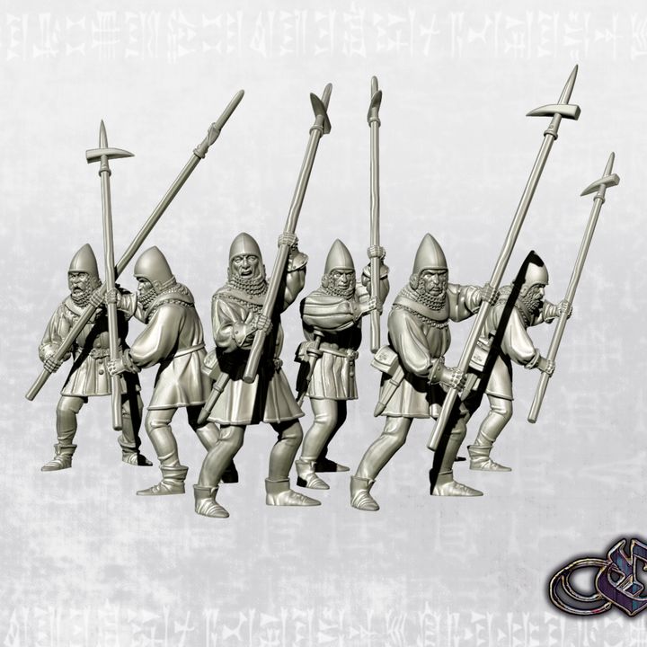 Men at arms with polearms - Late 14th by Ezipion miniatures