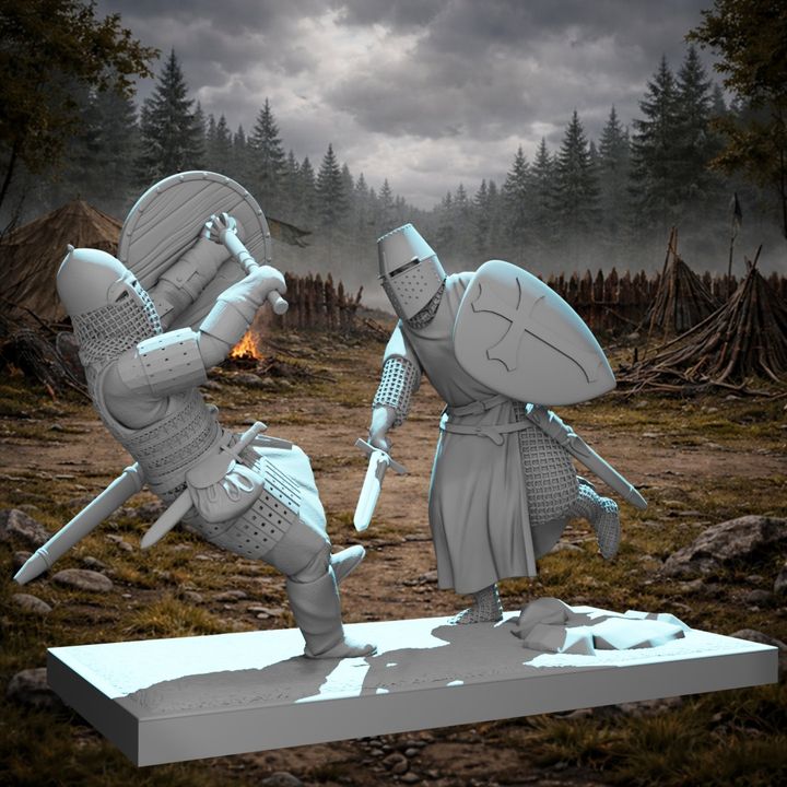 Medieval Duel Diorama – Crusader vs Rus Warrior.