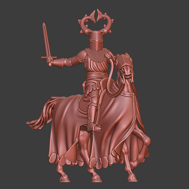 Medieval mounted knight - Fish crest