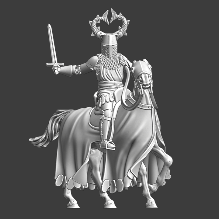 Medieval mounted knight - Fish crest