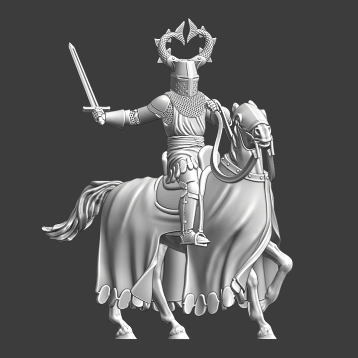 Medieval mounted knight - Fish crest