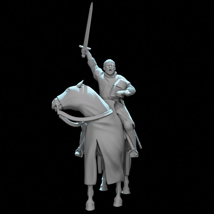 Mounted Medieval Templar Knight – Battle Cry Command Pose
