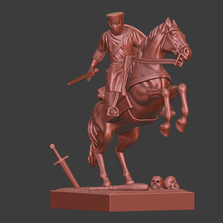Mounted Medieval Crusader Knight.