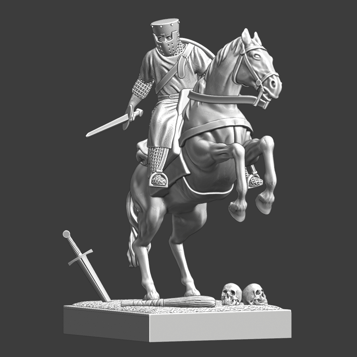 Mounted Medieval Crusader Knight.