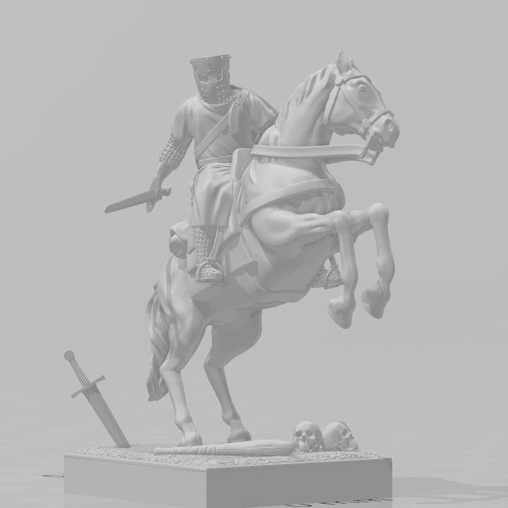 Mounted Medieval Crusader Knight.