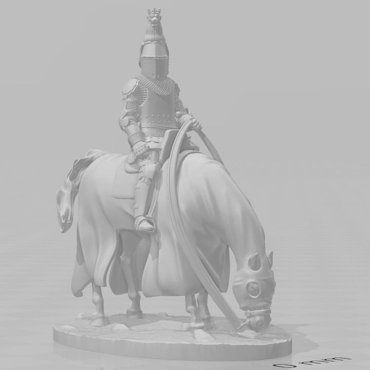 High-Ranking Medieval Knight on Horse, Great Helm with Crest
