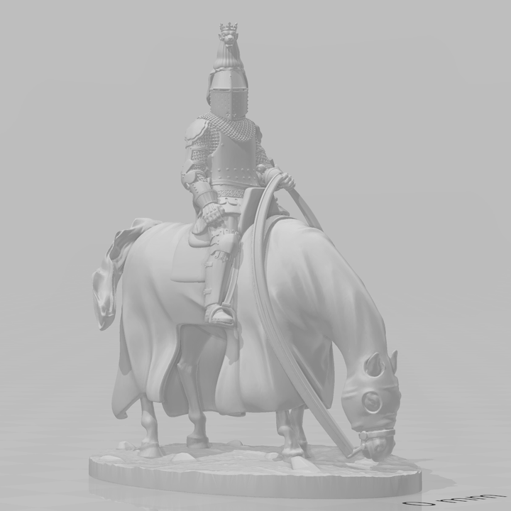 High-Ranking Medieval Knight on Horse, Great Helm with Crest