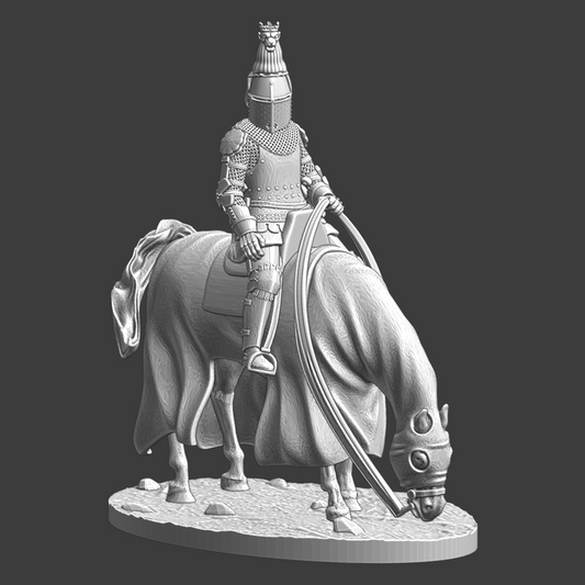 High-Ranking Medieval Knight on Horse, Great Helm with Crest