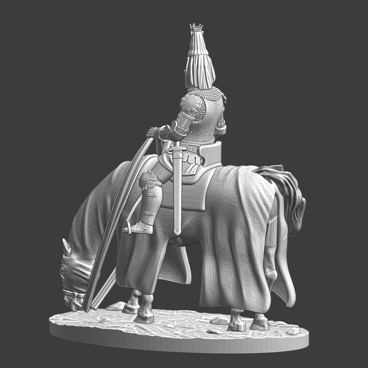 High-Ranking Medieval Knight on Horse, Great Helm with Crest