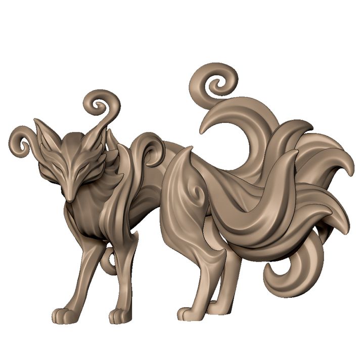 Music geisha with spirit 9 tail fox by Menagerie Miniature