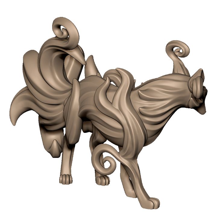 Music geisha with spirit 9 tail fox by Menagerie Miniature