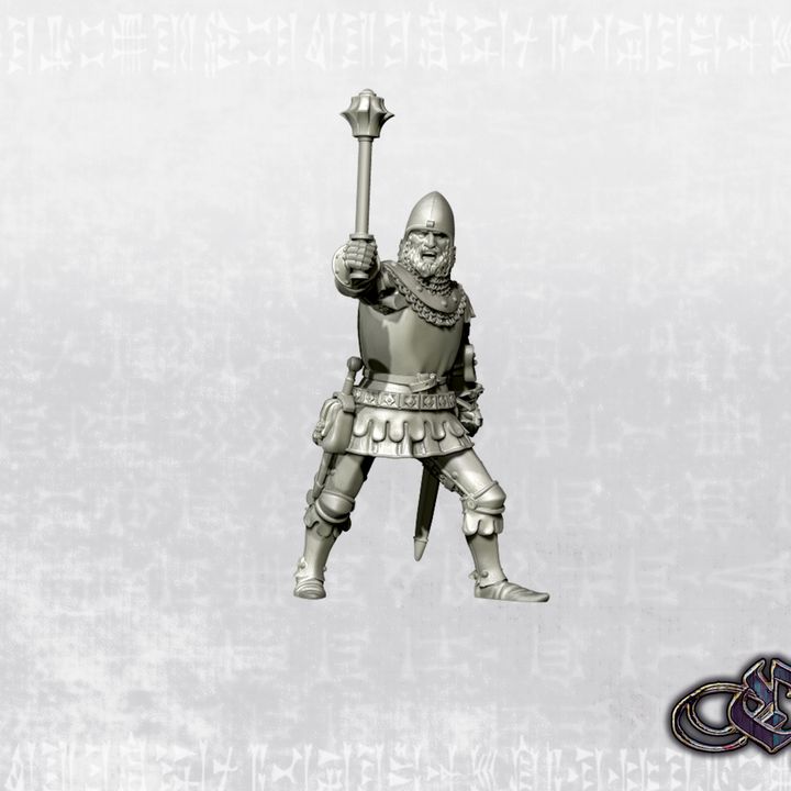 “Man-at-arm Captain with Mace - 2025 – 14th century” by Ezipion miniatures
