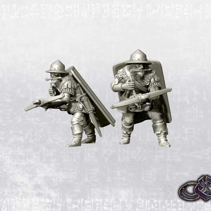 “Crossbowman loading with goat foot - Nov2025 – 14th century” by Ezipion miniatures