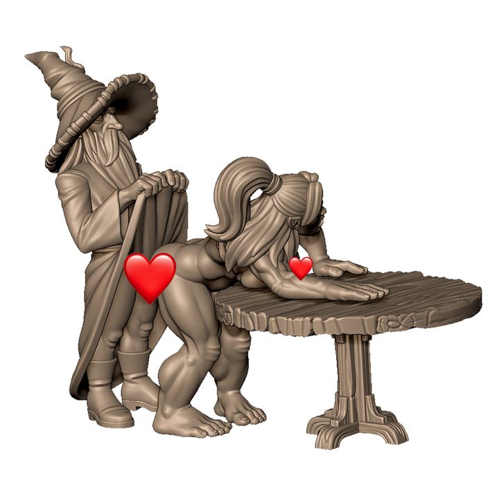 Old wizard and orc warrior sexy diorama +NSFW by Menagerie Miniature (18+)