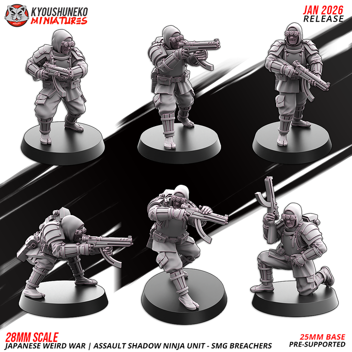 Assault Shadow Ninja Unit SMG Breachers By Kyoushuneko Miniatures