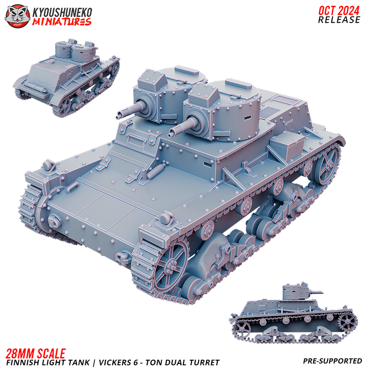 Finnish Light Tank Vickers 6 Ton Dual Turret by Kyoushuneko Miniatures