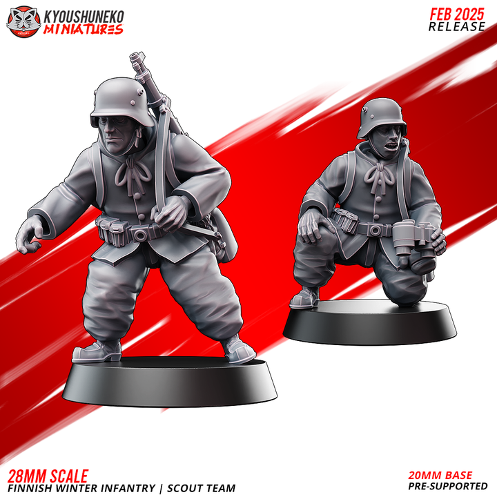 Finnish winter infantry Scout Team By Kyoushuneko Miniatures