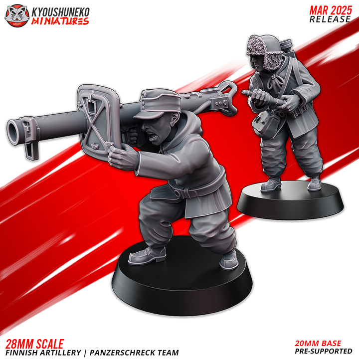Finnish winter Infantry Panzershreck Team By Kyoushuneko Miniatures
