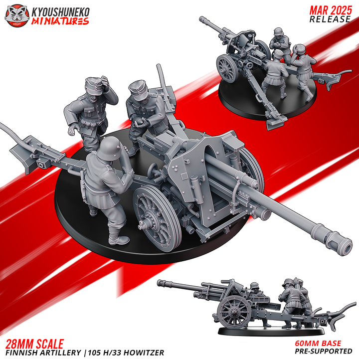 Finnish Artillery 105 H33 HOWITZER 1By Kyoushuneko Miniatures