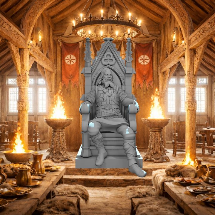 Viking Earl on Throne – Medieval Norse Leader.