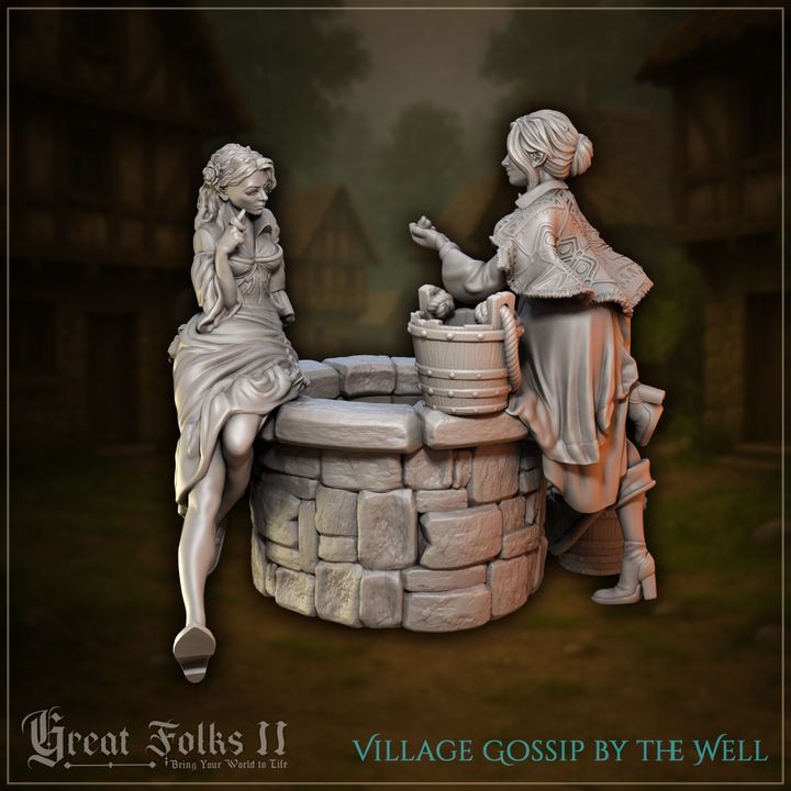 Village Gossip by the Well by Great Grimoire