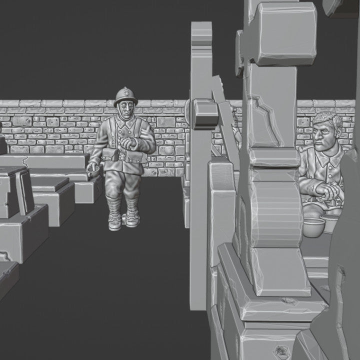 WW2 28mm French soldier in outpost (cemetery) by Colonel Muller