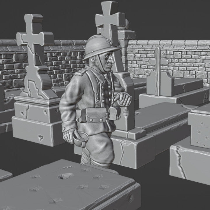 WW2 28mm French soldier in outpost (cemetery) by Colonel Muller