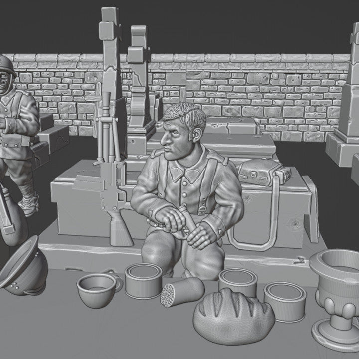 WW2 28mm French soldier in outpost (cemetery) by Colonel Muller