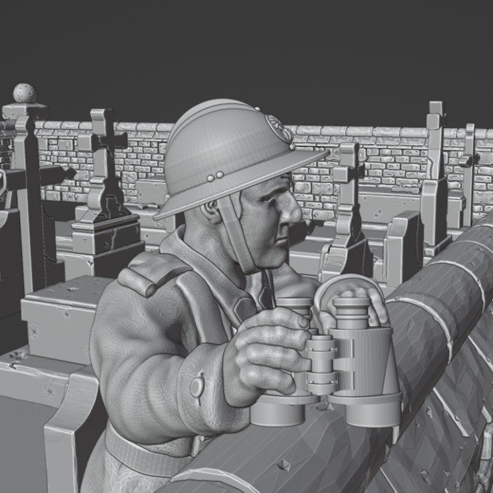 WW2 28mm French soldier in outpost (cemetery) by Colonel Muller