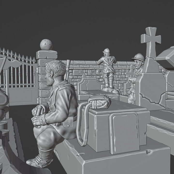 WW2 28mm French soldier in outpost (cemetery) by Colonel Muller