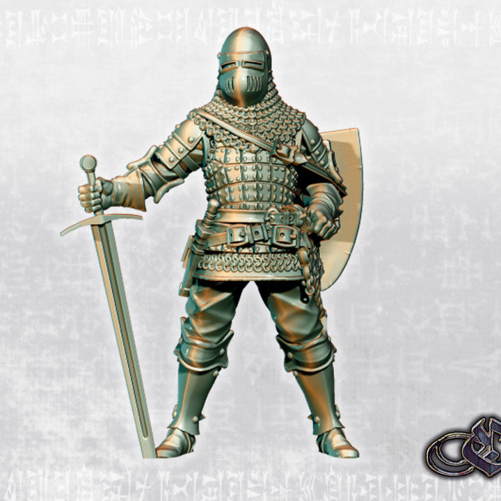 Lay Knight on foot - Alternate Version by Ezipion miniatures.