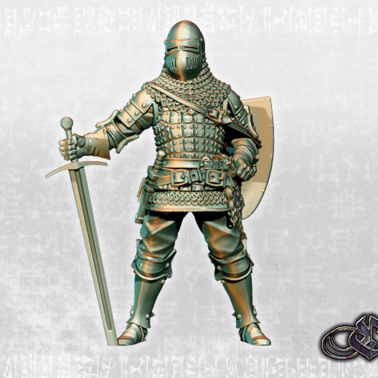 Lay Knight on foot - Alternate Version  by Ezipion miniatures.