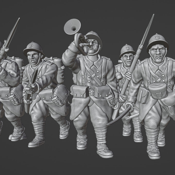 1940 French Reserve infantry charging with bayonet by Colonel Muller