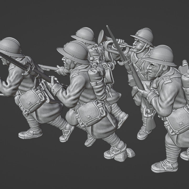 1940 French Reserve infantry charging with bayonet by Colonel Muller