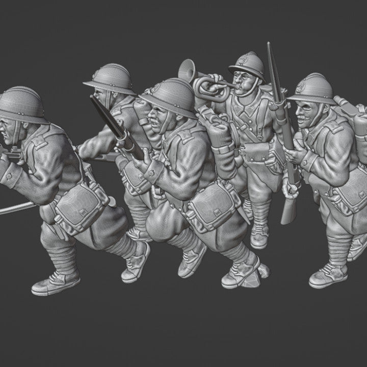1940 French Reserve infantry charging with bayonet by Colonel Muller
