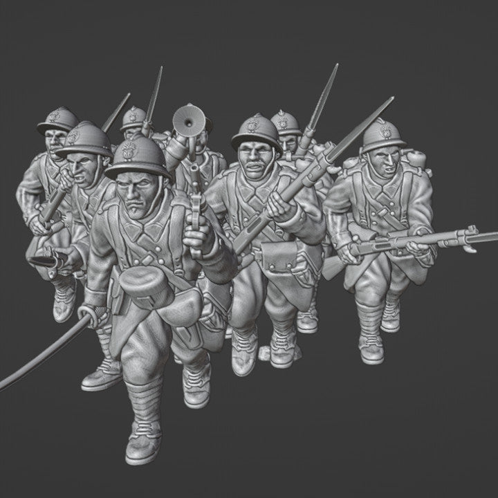 1940 French Reserve infantry charging with bayonet by Colonel Muller