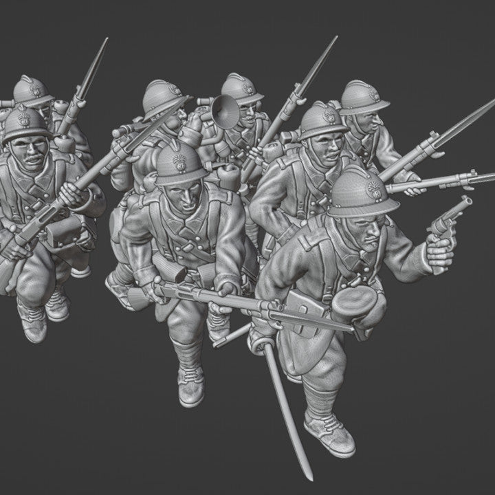 1940 French Reserve infantry charging with bayonet by Colonel Muller