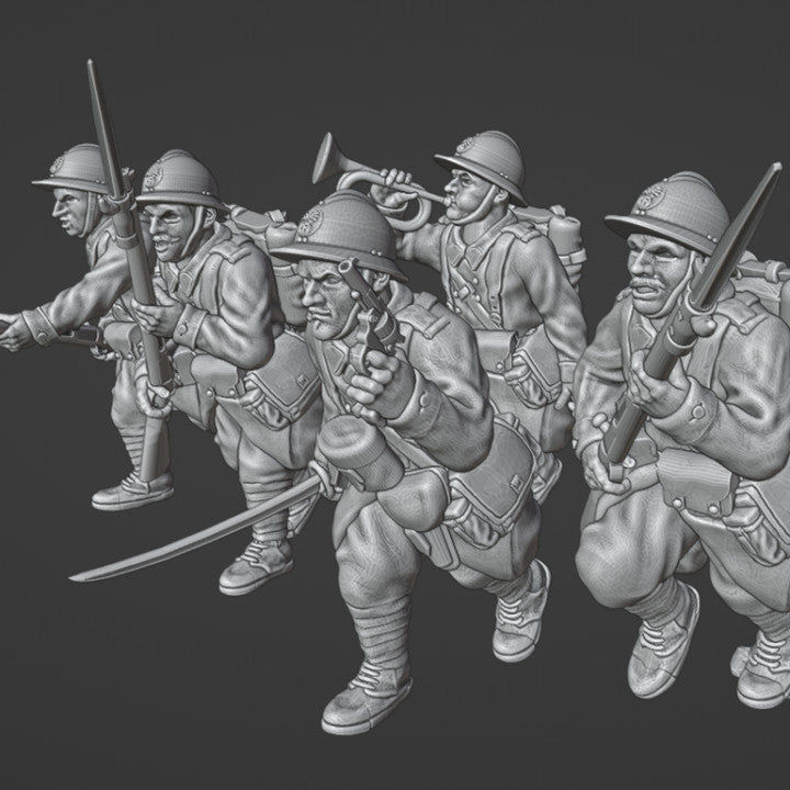 1940 French Reserve infantry charging with bayonet by Colonel Muller