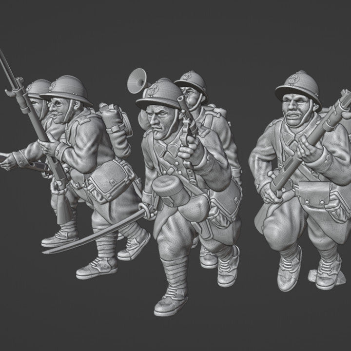 1940 French Reserve infantry charging with bayonet by Colonel Muller