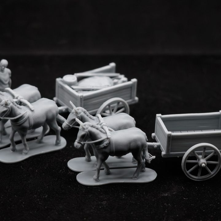 Roman Legion mule carts and carroballista by Gadgetworks Miniatures