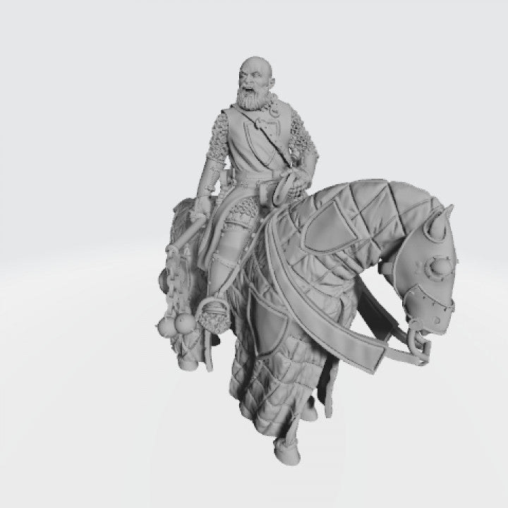 Medieval Knight with helmet in chain.