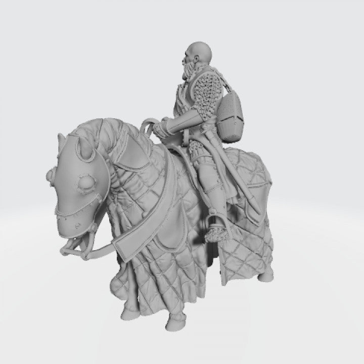 Medieval Knight with helmet in chain.